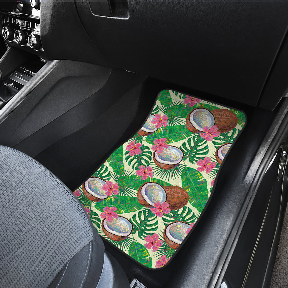 Coconut Pattern Print Design 01 Front and Back Car Mats