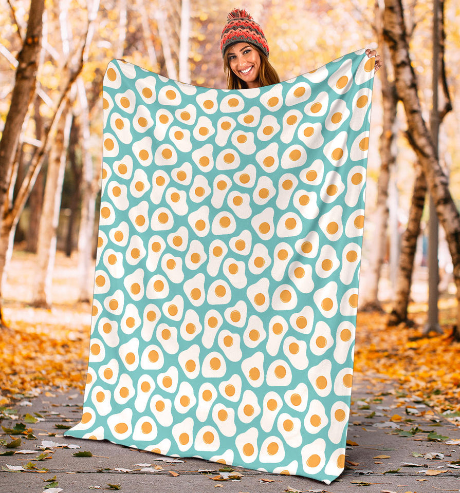 Fried Eggs Pattern Print Design 04 Premium Blanket