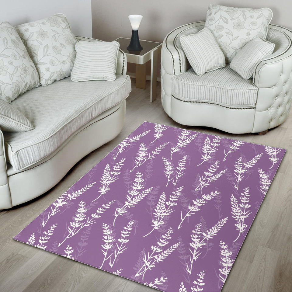 Lavender Flowers Purple Pattern Area Rug
