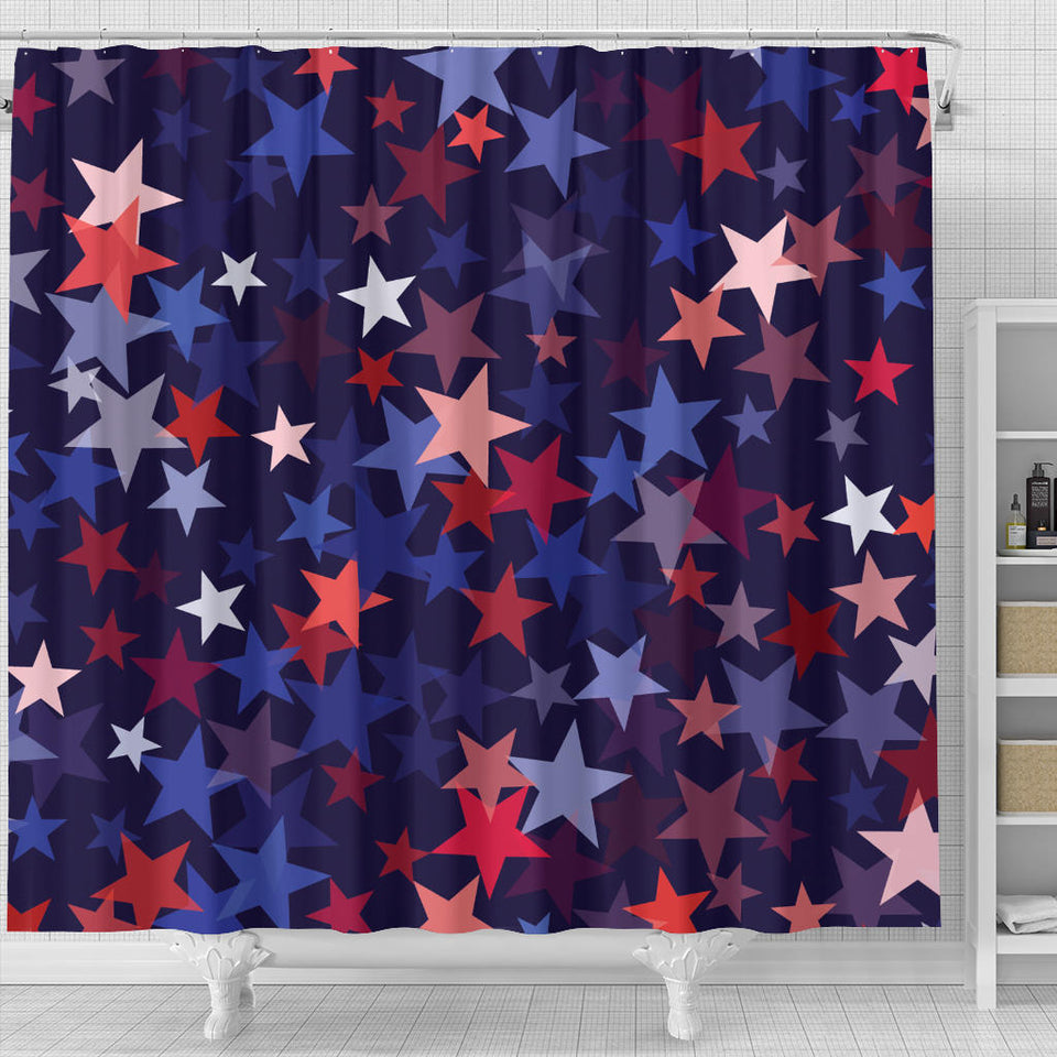 Red Blue Star Pattern Shower Curtain Fulfilled In US