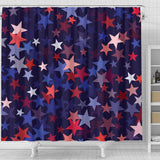 Red Blue Star Pattern Shower Curtain Fulfilled In US