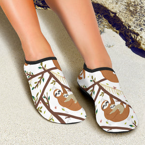 Sloths Hanging On The Tree Pattern Aqua Shoes