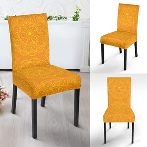 Orange Traditional Indian Element Pattern Dining Chair Slipcover