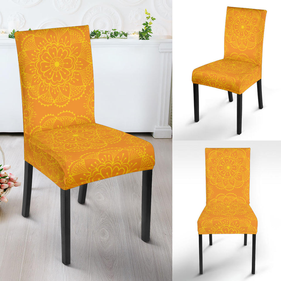 Orange Traditional Indian Element Pattern Dining Chair Slipcover