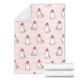 Cute Shiba Inu Dog Apple Pattern Premium Blanket