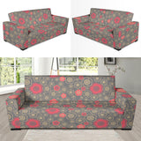 Red Gold Sakura Cherry Blossom Gray Background Sofa Slipcover