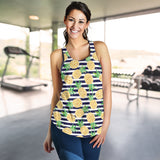 Pineapples pattern striped background Women Racerback Tank Top