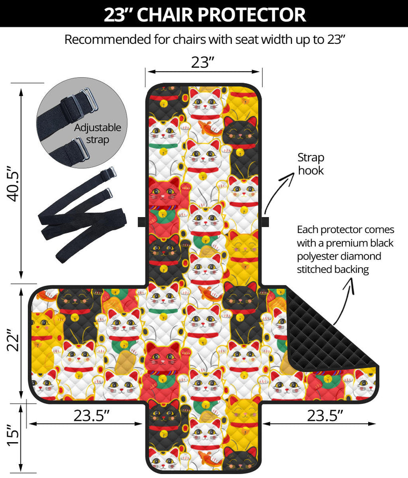 Colorful Maneki Neko Lucky Cat pattern Chair Cover Protector