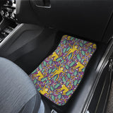 Cute Yellow Monkey Leaves Pattern Front And Back Car Mats