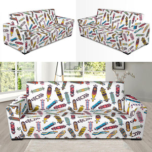 Skate Board Pattern Print Design 05  Sofa Slipcover