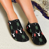 Deer Christmas New Year Pattern Argyle Aqua Shoes