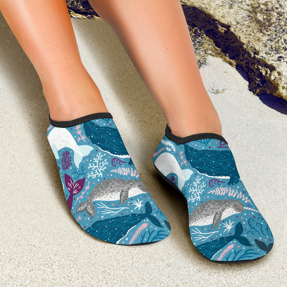 Whale Design Pattern Aqua Shoes