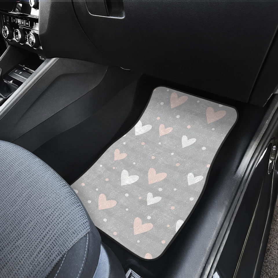 Heart Pattern Gray Background Front And Back Car Mats