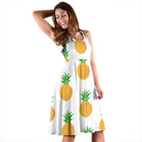 Pineapples Pattern Sleeveless Midi Dress