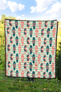 Surfboard Pattern Print Design 02 Premium Quilt