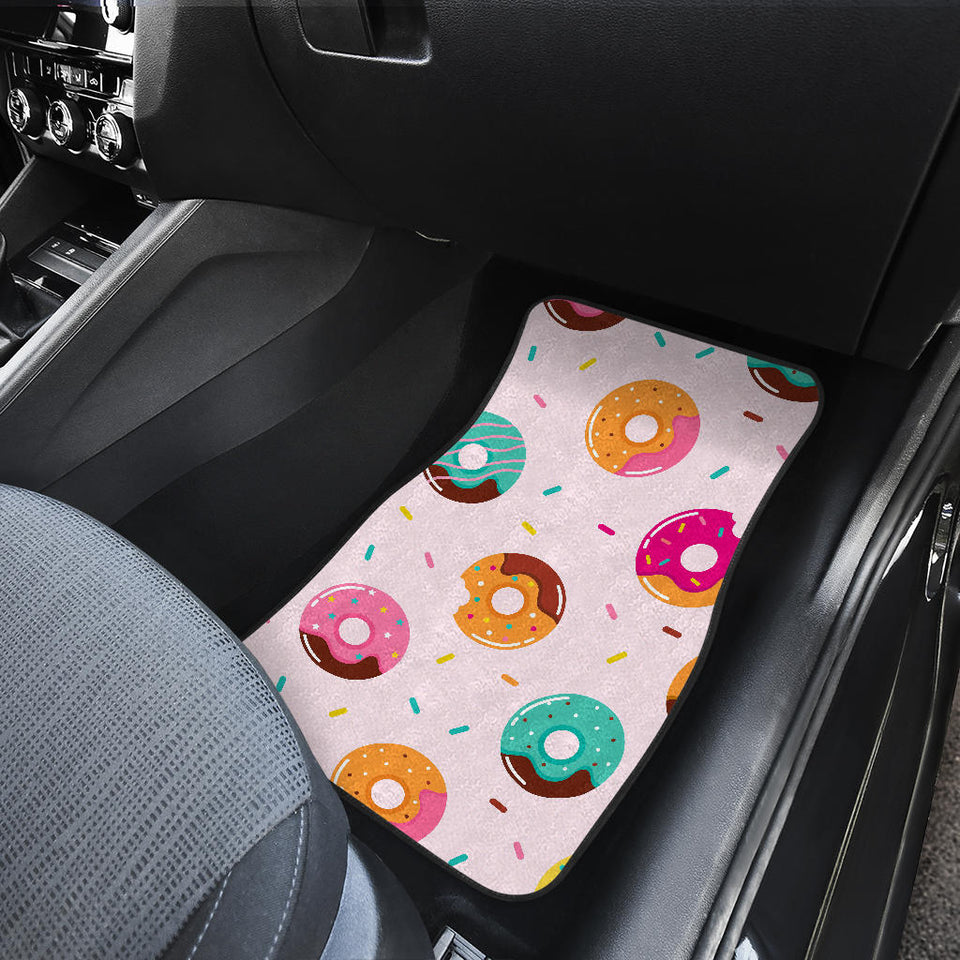 Donut Pattern Glaze Pink Background Front And Back Car Mats