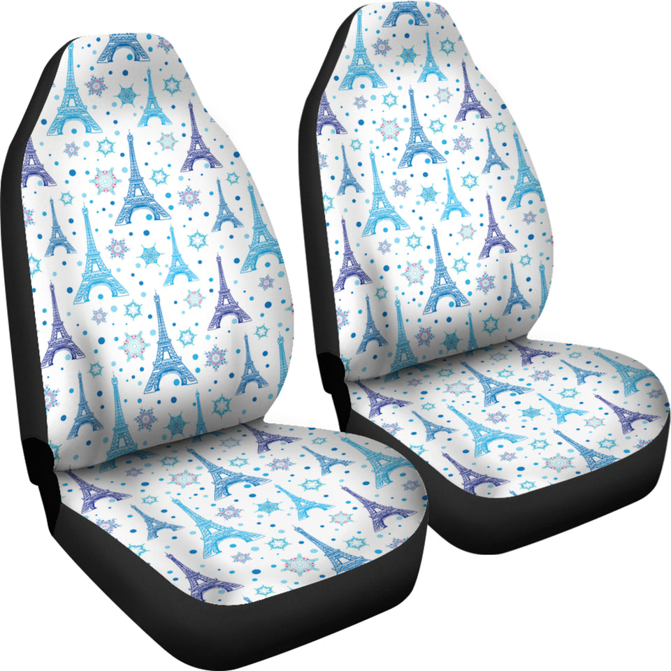 Eiffel Tower Theme Pattern Print Design 01 Universal Fit Car Seat Covers