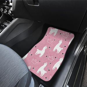 Llama Alpaca Pink Background Front Car Mats