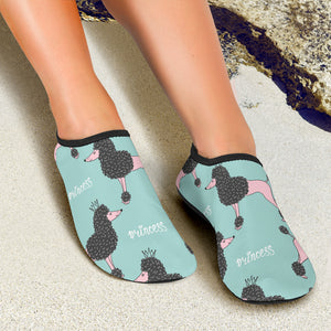 Poodle Dog Green Background Aqua Shoes