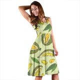 Durian Leaves Pattern Background Sleeveless Midi Dress