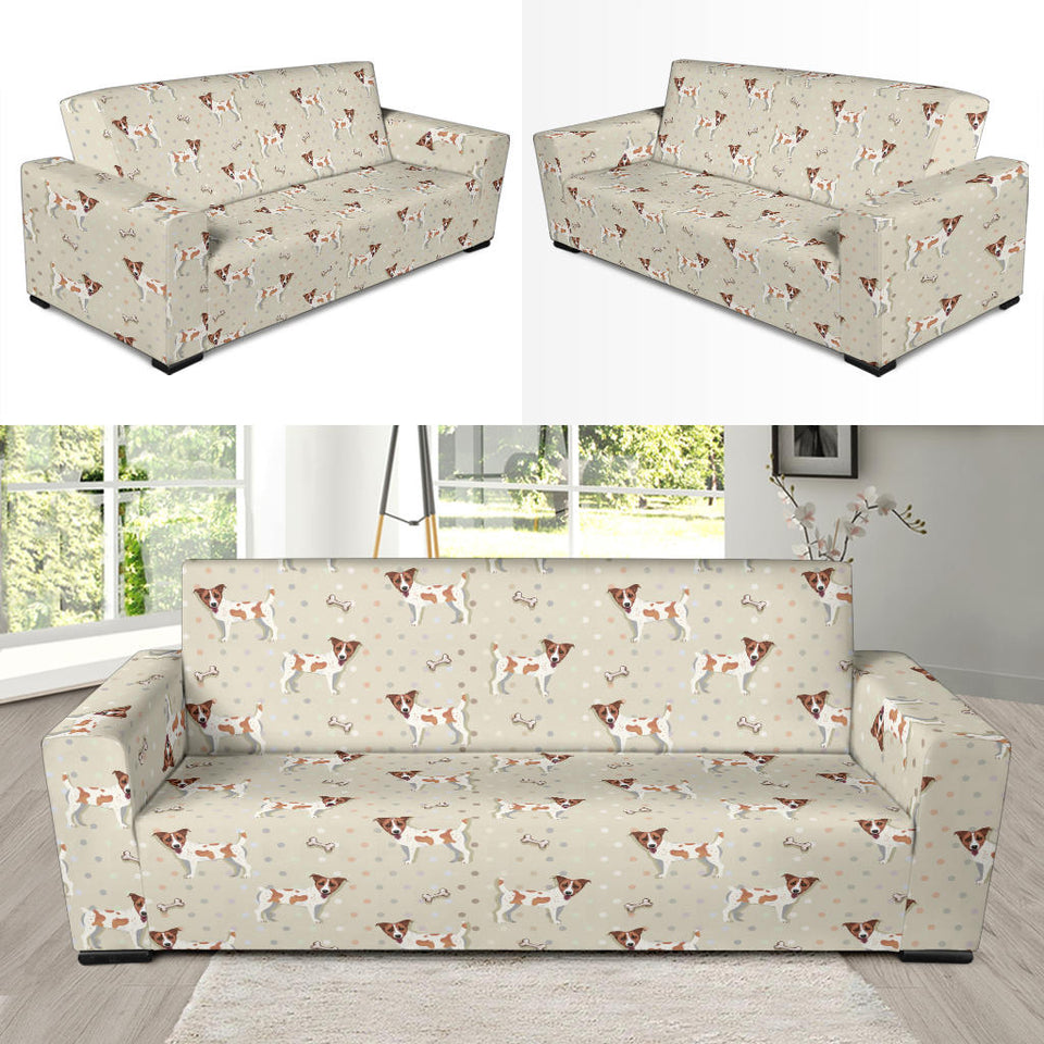 Jack Russel Pattern Print Design 02 Sofa Slipcover