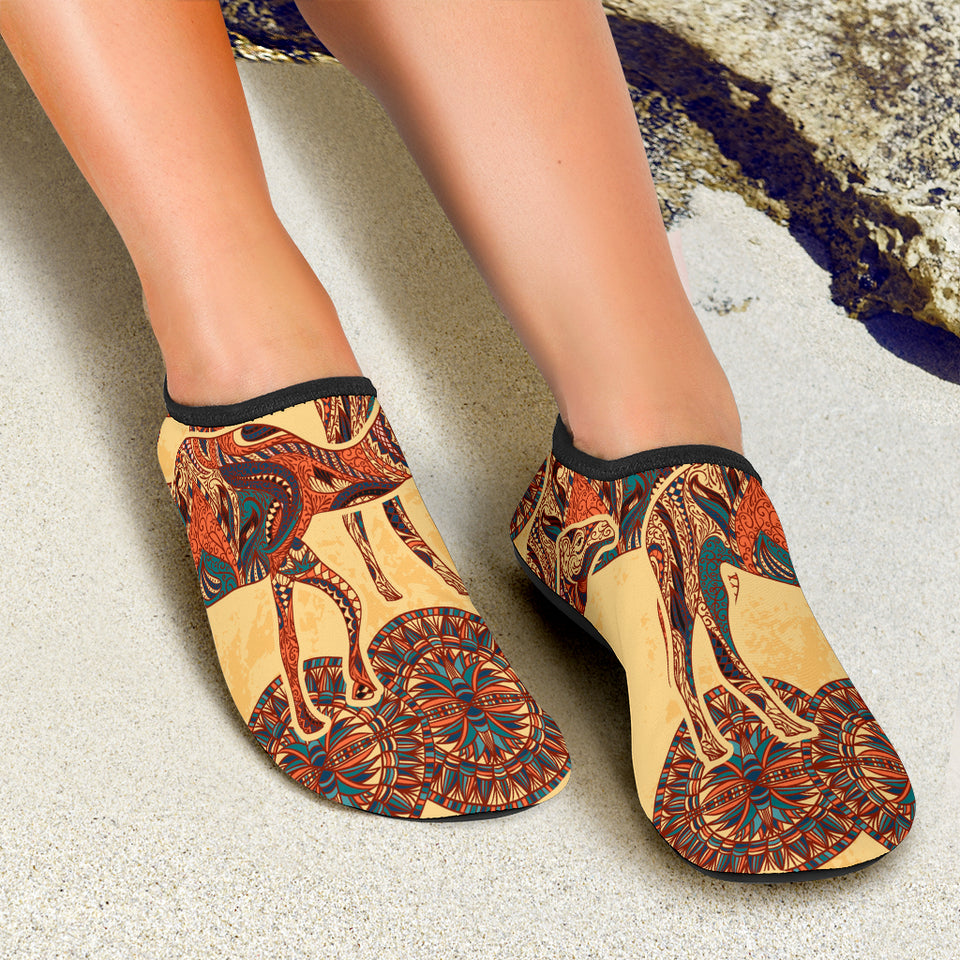 Camel Polynesian Tribal Design Pattern Aqua Shoes