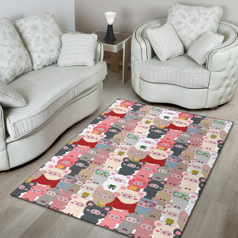 Pig Pattern Print Design 02 Area Rug