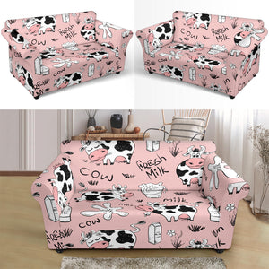 Cows Milk Product Pink Background Loveseat Couch Slipcover