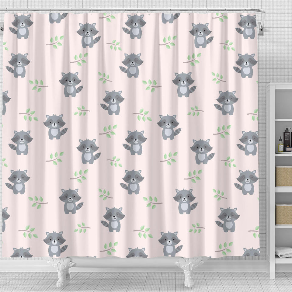 Cute Raccoons Leaves Pattern Shower Curtain Fulfilled In US