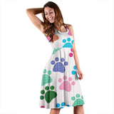 Dog Paws Pattern Print Design 01 Sleeveless Midi Dress