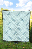 Dragonfly Pattern Blue Background Premium Quilt