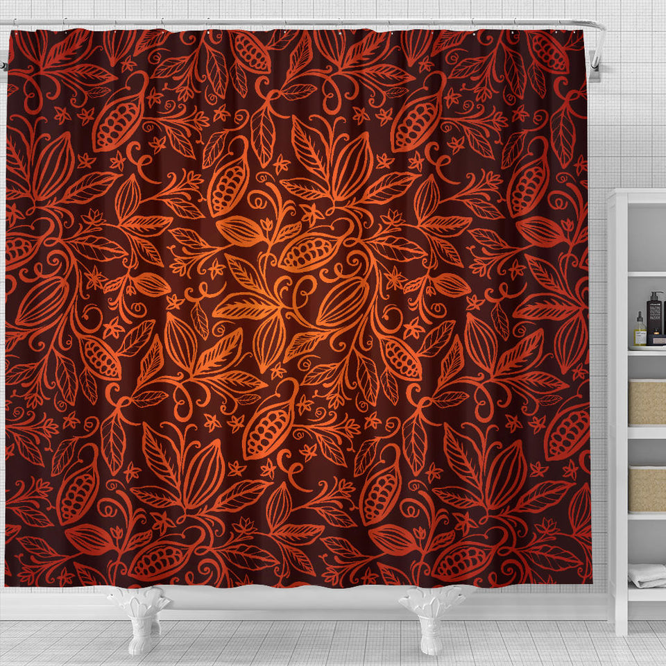Cocoa Beans Tribal Polynesian Pattern Shower Curtain Fulfilled In US