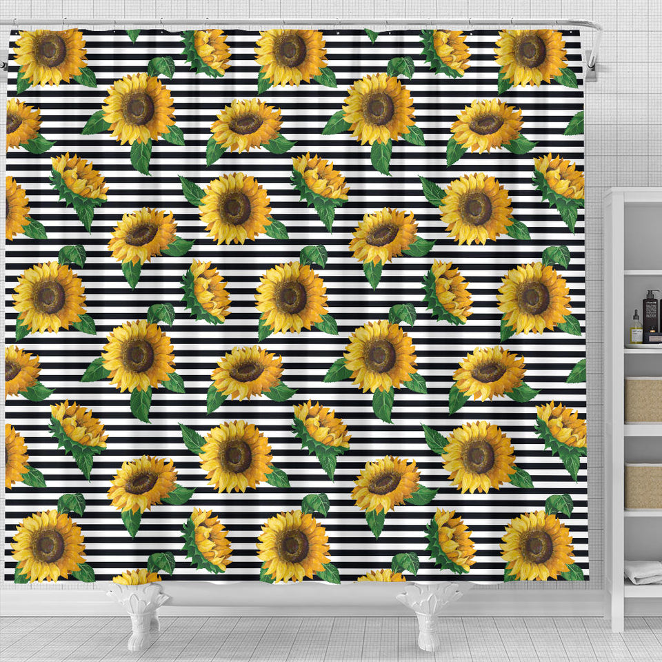 Sunflowers Ribbon Background Shower Curtain Fulfilled In US