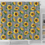 Sunflowers Ribbon Background Shower Curtain Fulfilled In US