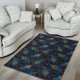 Beautiful Peacock Feather Pattern Area Rug