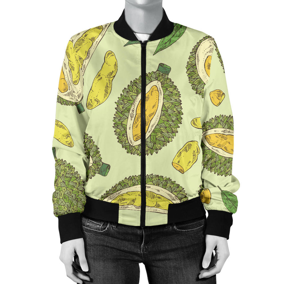 Durian Leaves Pattern Background Women'S Bomber Jacket