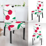Cherry Pattern White Background Dining Chair Slipcover