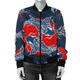 Koi Fish Carp Fishs Hand Drawn Japanese Art Women'S Bomber Jacket