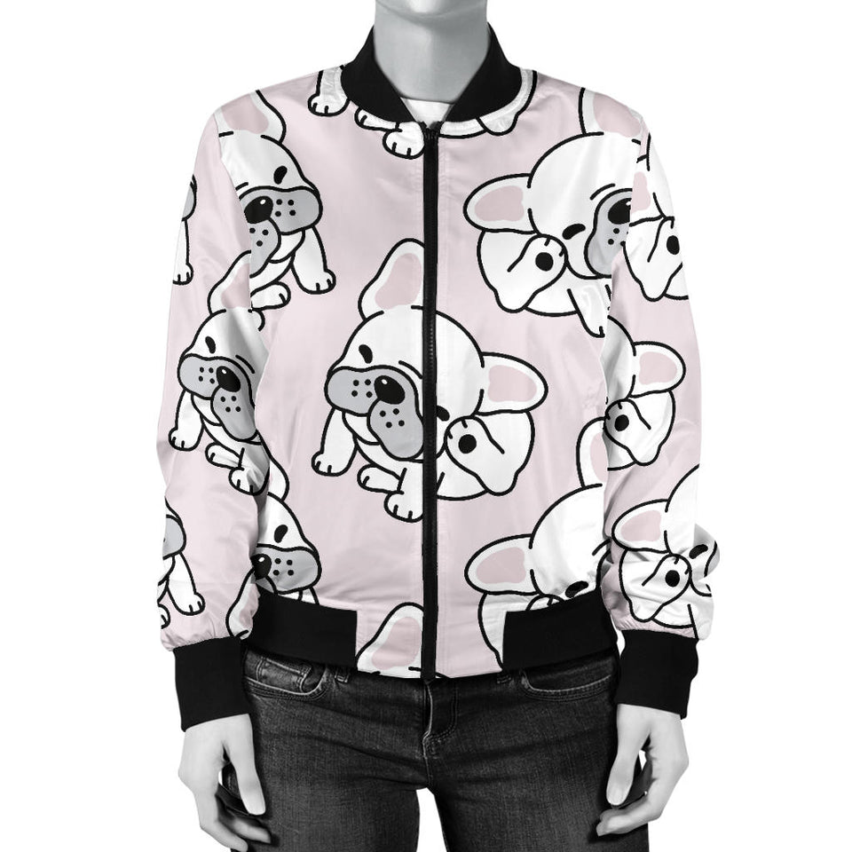 Cute French Bulldog Pattern Women'S Bomber Jacket