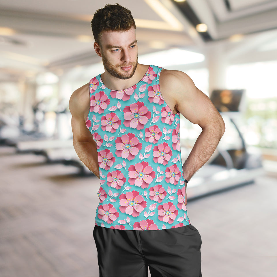 3D sakura cherry blossom pattern Men Tank Top