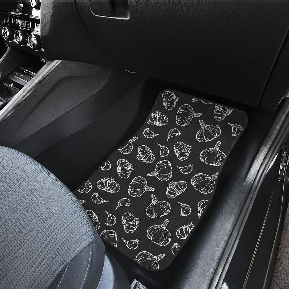 Garlic Pattern Black Background Front Car Mats