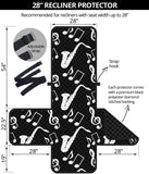 Saxophone music notes treble clef black white theme Recliner Cover Protector