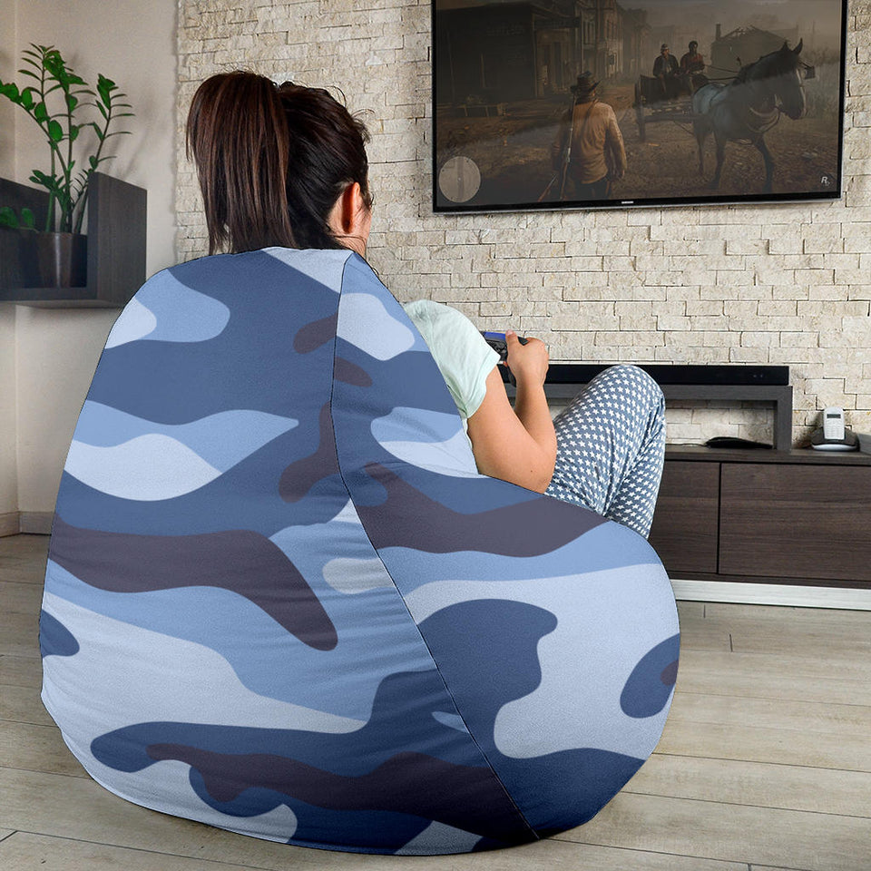 Blue Camo Camouflage Pattern Bean Bag Cover