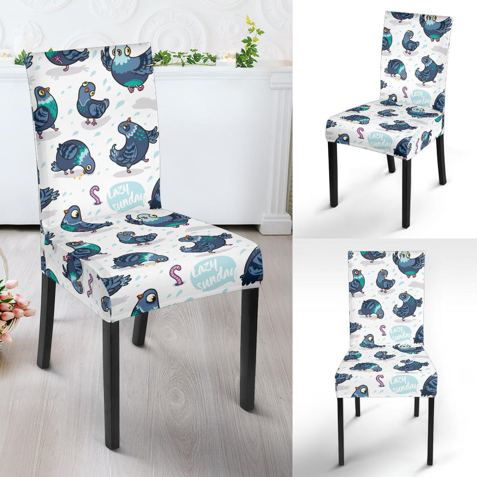 Pigeon Pattern Print Design 02 Dining Chair Slipcover