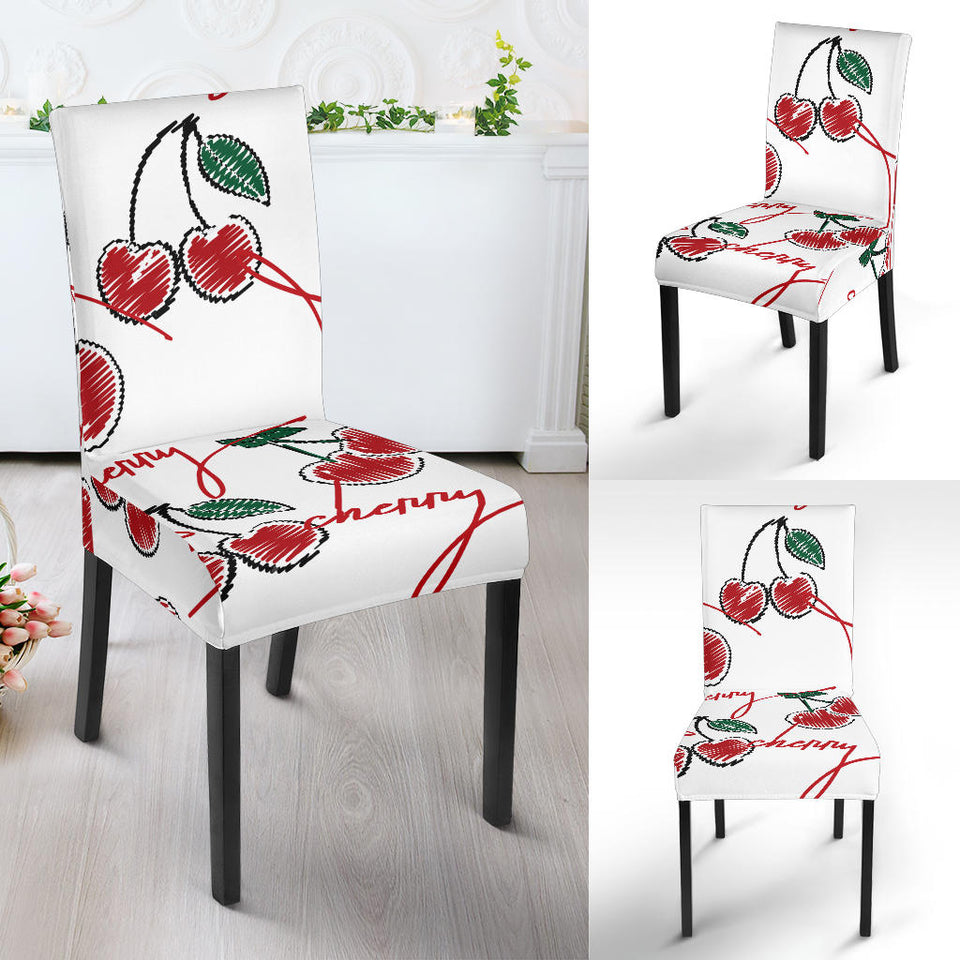 Hand Drawn Cherry Pattern Dining Chair Slipcover