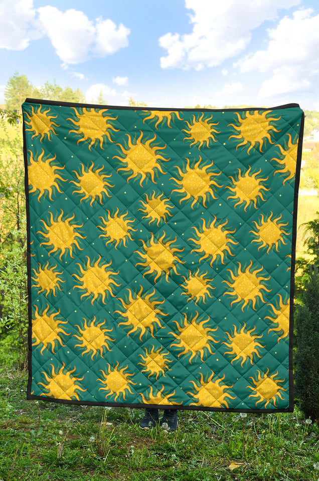 Sun Green Background Premium Quilt