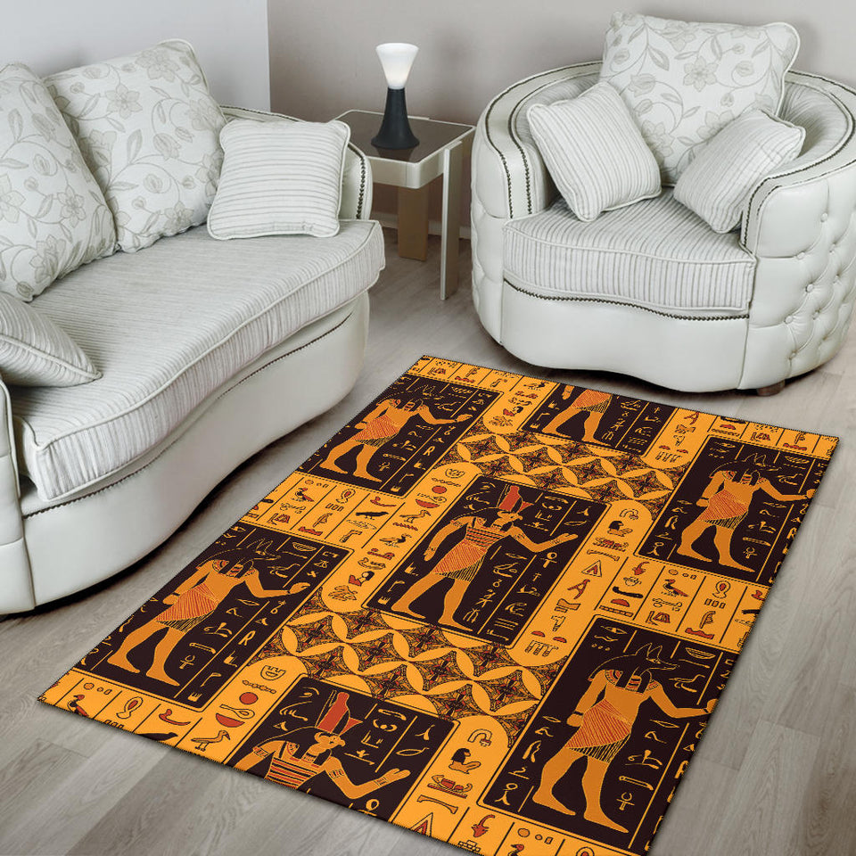 Egypt Hieroglyphics Pattern Print Design 05 Area Rug