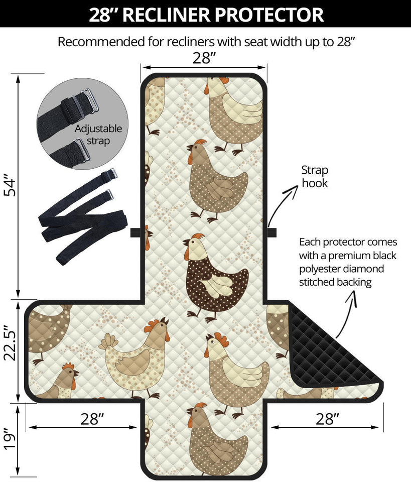 Cute rooster chicken cock Recliner Cover Protector