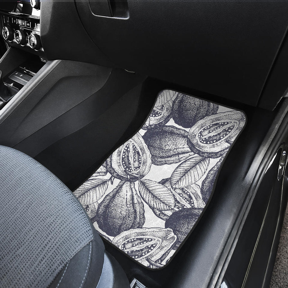 Guava Tropical Hand Drawn Pattern Front And Back Car Mats