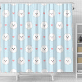 White Cute Pomeranian Pattern Shower Curtain Fulfilled In US